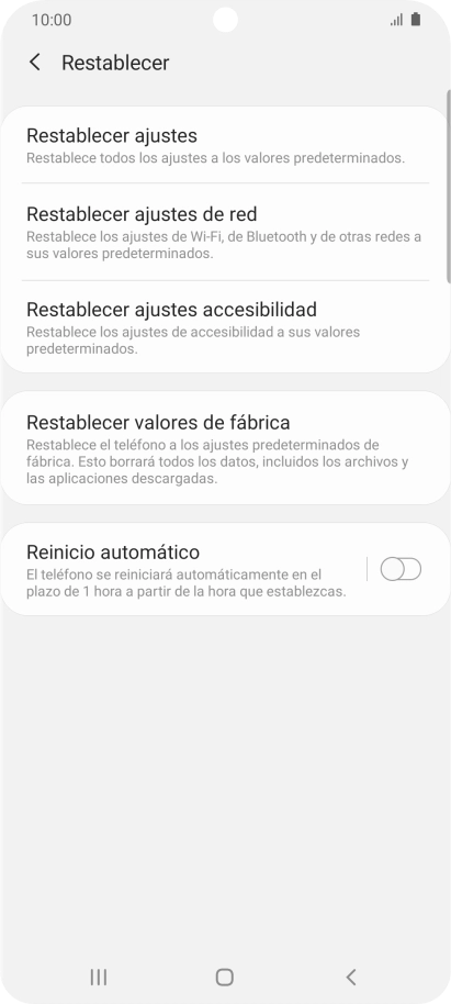 Pulsa Restablecer valores de fábrica. Pulsa Restablecer valores de fábrica.