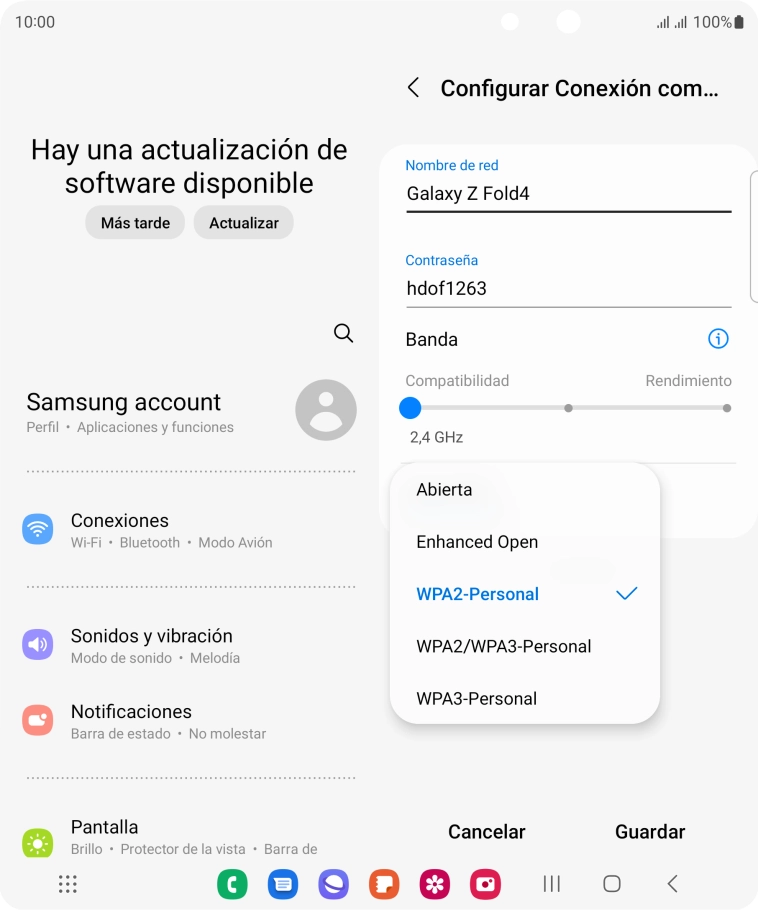 Pulsa WPA3-Personal para proteger la conexión wifi con una contraseña. Pulsa WPA3-Personal para proteger la conexión wifi con una contraseña.