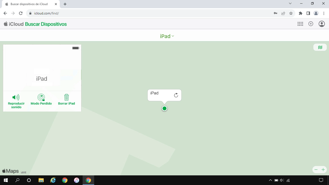 La última posición de la tablet se visualiza en el mapa.