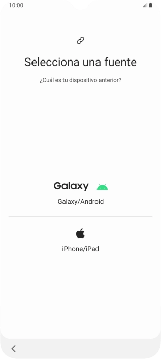 Pulsa el ajuste deseado y sigue las instrucciones de la pantalla para transferir el contenido del otro teléfono. Pulsa el ajuste deseado y sigue las instrucciones de la pantalla para transferir el contenido del otro teléfono.