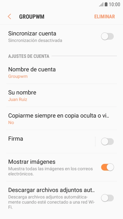 Pulsa Nombre de cuenta. Pulsa Nombre de cuenta.