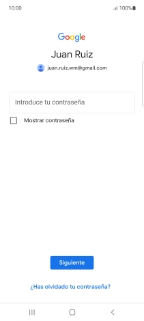 Pulsa Introduce tu contraseña e introduce la contraseña de tu cuenta de Google. Pulsa Introduce tu contraseña e introduce la contraseña de tu cuenta de Google.
