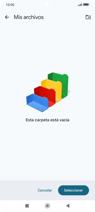 Si deseas crear una nueva carpeta, pulsa el icono de nueva carpeta y sigue las indicaciones de la pantalla para crearla. Si deseas crear una nueva carpeta, pulsa el icono de nueva carpeta y sigue las indicaciones de la pantalla para crearla.