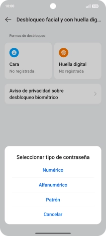 Pulsa el código de seguridad deseado. Pulsa el código de seguridad deseado.