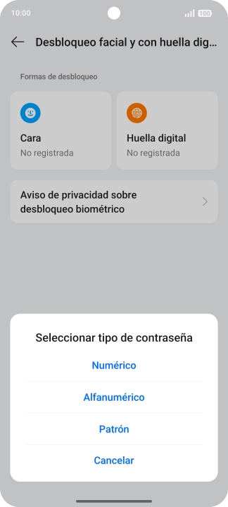 Pulsa el código de seguridad deseado. Pulsa el código de seguridad deseado.