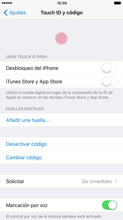 Pulsa Desactivar código e introduce el código de seguridad. Pulsa Desactivar código e introduce el código de seguridad.