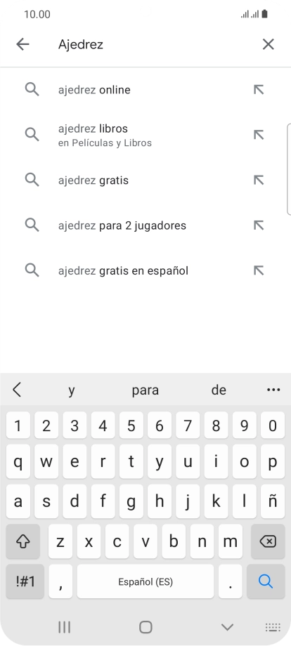 Introduce el nombre del tema o de la app y pulsa el icono de búsqueda. Introduce el nombre del tema o de la app y pulsa el icono de búsqueda.
