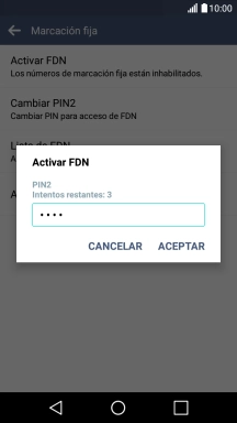 Introduce el código PIN2 y pulsa ACEPTAR. Introduce el código PIN2 y pulsa ACEPTAR.