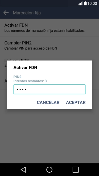 Introduce el código PIN2 y pulsa ACEPTAR. Introduce el código PIN2 y pulsa ACEPTAR.