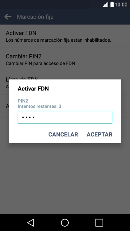 Introduce el código PIN2 y pulsa ACEPTAR. Introduce el código PIN2 y pulsa ACEPTAR.
