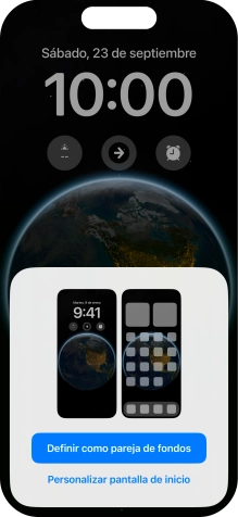 Si deseas utilizar el mismo tema de color en la pantalla de inicio, pulsa Definir como pareja de fondos. Si deseas utilizar el mismo tema de color en la pantalla de inicio, pulsa Definir como pareja de fondos.