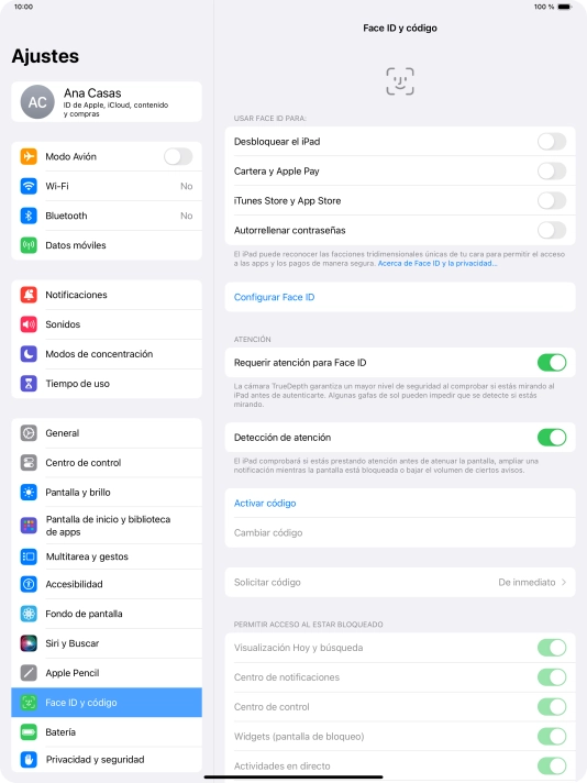 Pulsa Configurar Face ID. Pulsa Configurar Face ID.
