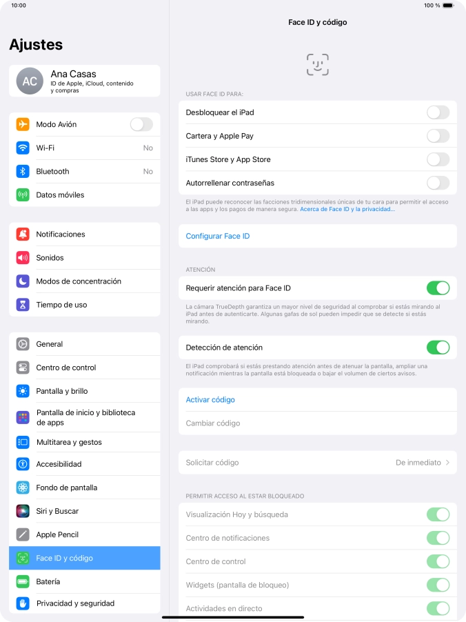 Pulsa Configurar Face ID. Pulsa Configurar Face ID.