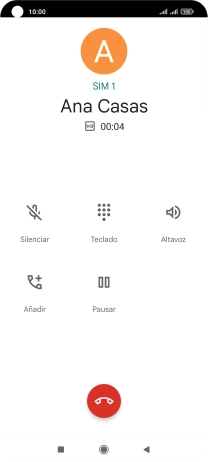 Pulsa el icono de finalizar llamada. Pulsa el icono de finalizar llamada.