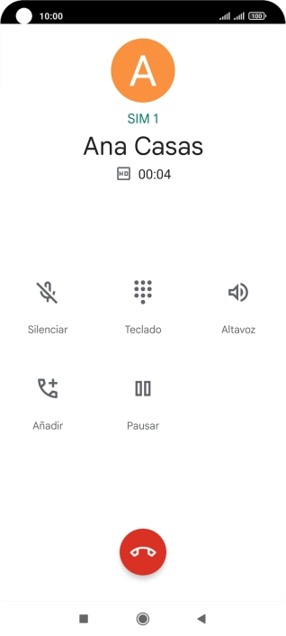 Pulsa el icono de finalizar llamada. Pulsa el icono de finalizar llamada.