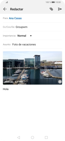 Pulsa el icono de envío cuando termines de escribir el correo electrónico. Pulsa el icono de envío cuando termines de escribir el correo electrónico.