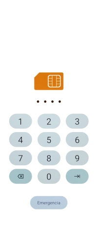 Si tu tarjeta SIM está bloqueada, introduce el código PIN y pulsa la flecha hacia la derecha. Si tu tarjeta SIM está bloqueada, introduce el código PIN y pulsa la flecha hacia la derecha.