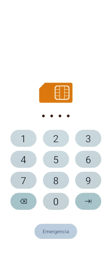 Si tu tarjeta SIM está bloqueada, introduce el código PIN y pulsa la flecha hacia la derecha. Si tu tarjeta SIM está bloqueada, introduce el código PIN y pulsa la flecha hacia la derecha.
