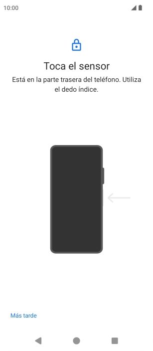Sigue las indicaciones de la pantalla para crear una huella digital como código de seguridad. Sigue las indicaciones de la pantalla para crear una huella digital como código de seguridad.