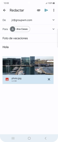 Pulsa el icono de envío cuando termines de escribir el correo electrónico. Pulsa el icono de envío cuando termines de escribir el correo electrónico.