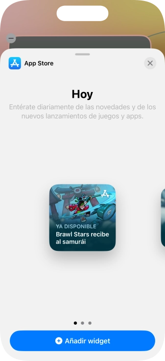 Desliza el dedo hacia la derecha o hacia la izquierda por la pantalla para seleccionar el tamaño de widget deseado. Desliza el dedo hacia la derecha o hacia la izquierda por la pantalla para seleccionar el tamaño de widget deseado.