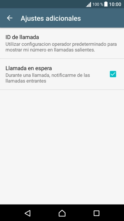 Pulsa Llamada en espera para activar o desactivar la función. Pulsa Llamada en espera para activar o desactivar la función.