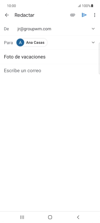 Pulsa en el campo de escritura y escribe el texto del correo electrónico. Pulsa en el campo de escritura y escribe el texto del correo electrónico.