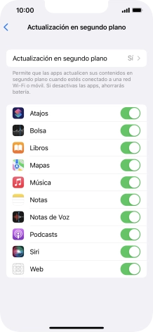 Pulsa Actualización en segundo plano. Pulsa Actualización en segundo plano.