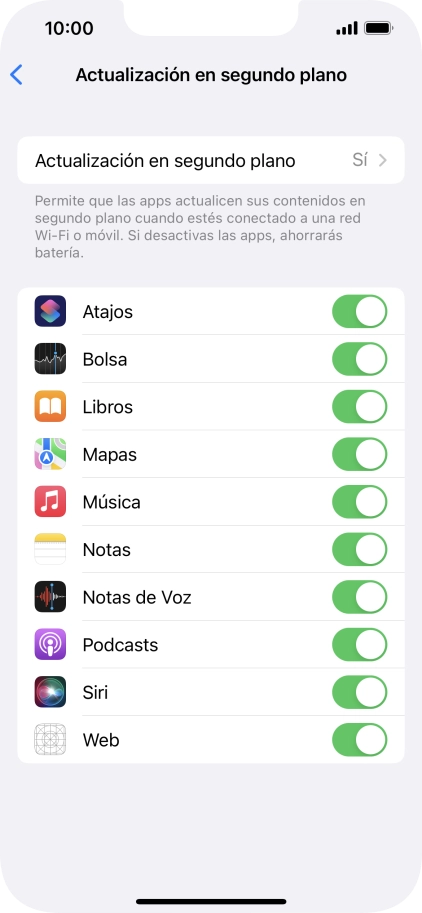 Pulsa Actualización en segundo plano. Pulsa Actualización en segundo plano.