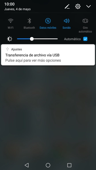Pulsa el icono de USB. Pulsa el icono de USB.