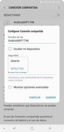 Pulsa WPA2 PSK para proteger la conexión wifi con una contraseña. Pulsa WPA2 PSK para proteger la conexión wifi con una contraseña.