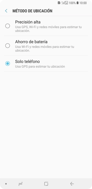 Si seleccionas Precisión alta, el teléfono podrá encontrar tu posición exacta con ayuda de los satélites GPS, la red móvil y una red wifi cercana. El GPS por satélite requiere vista libre al cielo.
