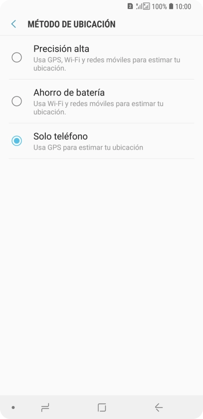 Si seleccionas Precisión alta, el teléfono podrá encontrar tu posición exacta con ayuda de los satélites GPS, la red móvil y una red wifi cercana. El GPS por satélite requiere vista libre al cielo.