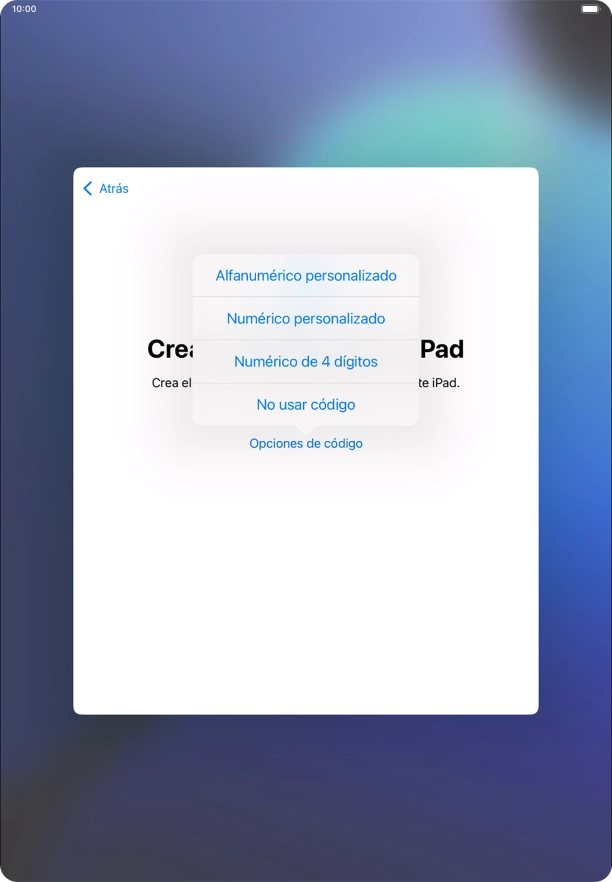 Sigue las indicaciones de la pantalla para activar el uso del código de seguridad o pulsa No usar código. Sigue las indicaciones de la pantalla para activar el uso del código de seguridad o pulsa No usar código.