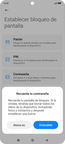 Pulsa Entendido y sigue las indicaciones de la pantalla para crear un código de seguridad del teléfono adicional. Pulsa Entendido y sigue las indicaciones de la pantalla para crear un código de seguridad del teléfono adicional.