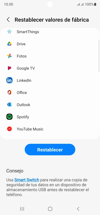 Pulsa Restablecer.