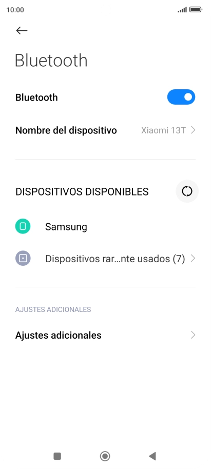 Pulsa el dispositivo Bluetooth deseado y sigue las indicaciones de la pantalla para vincular el dispositivo al teléfono. Pulsa el dispositivo Bluetooth deseado y sigue las indicaciones de la pantalla para vincular el dispositivo al teléfono.