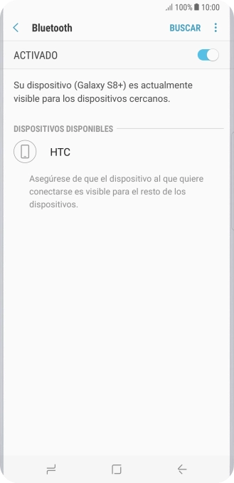 Pulsa el dispositivo Bluetooth deseado y sigue las indicaciones de la pantalla para vincular el dispositivo al teléfono. Pulsa el dispositivo Bluetooth deseado y sigue las indicaciones de la pantalla para vincular el dispositivo al teléfono.