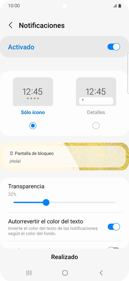 Pulsa los ajustes deseados para activarlos o desactivarlos. Pulsa los ajustes deseados para activarlos o desactivarlos.