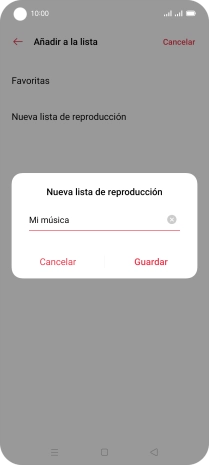 Introduce el nombre deseado de la lista de reproducción y pulsa Guardar.