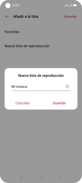 Introduce el nombre deseado de la lista de reproducción y pulsa Guardar.