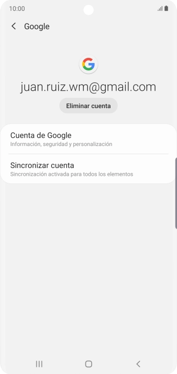 Pulsa Sincronizar cuenta. Pulsa Sincronizar cuenta.