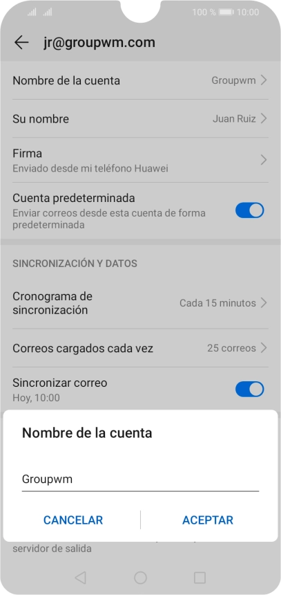 Introduce el nombre de la cuenta y pulsa ACEPTAR. Introduce el nombre de la cuenta y pulsa ACEPTAR.