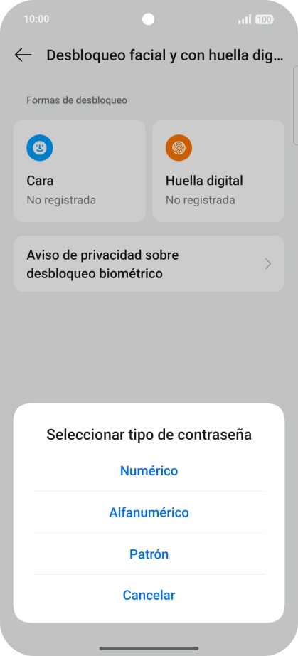 Pulsa el código de seguridad deseado. Pulsa el código de seguridad deseado.
