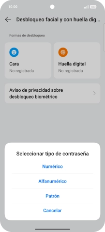 Pulsa el código de seguridad deseado. Pulsa el código de seguridad deseado.