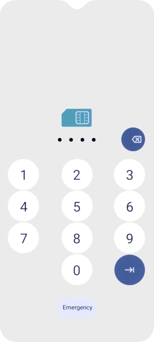 Si tu tarjeta SIM está bloqueada, introduce el código PIN y pulsa la flecha hacia la derecha. Si tu tarjeta SIM está bloqueada, introduce el código PIN y pulsa la flecha hacia la derecha.