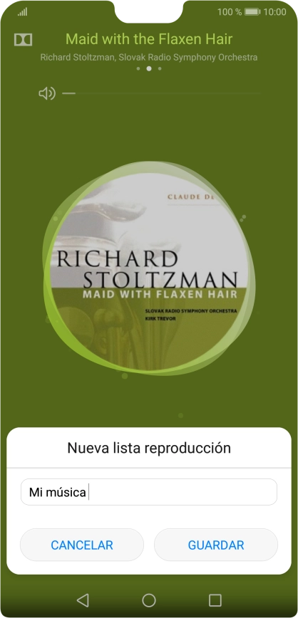 Introduce el nombre deseado de la lista de reproducción y pulsa GUARDAR. Introduce el nombre deseado de la lista de reproducción y pulsa GUARDAR.