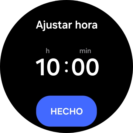Desliza el dedo hacia arriba o hacia abajo por la pantalla para poner el reloj en hora. Desliza el dedo hacia arriba o hacia abajo por la pantalla para poner el reloj en hora.