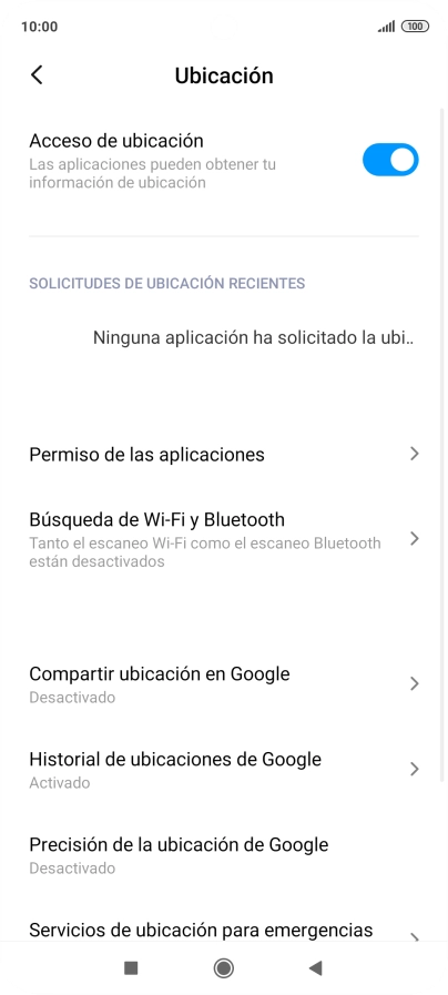 Pulsa Precisión de la ubicación de Google. Pulsa Precisión de la ubicación de Google.