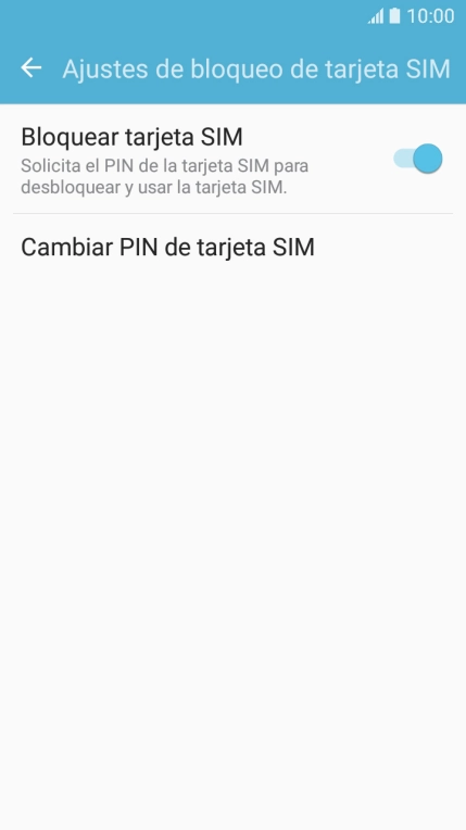Pulsa Bloquear tarjeta SIM para activar o desactivar la función. Pulsa Bloquear tarjeta SIM para activar o desactivar la función.
